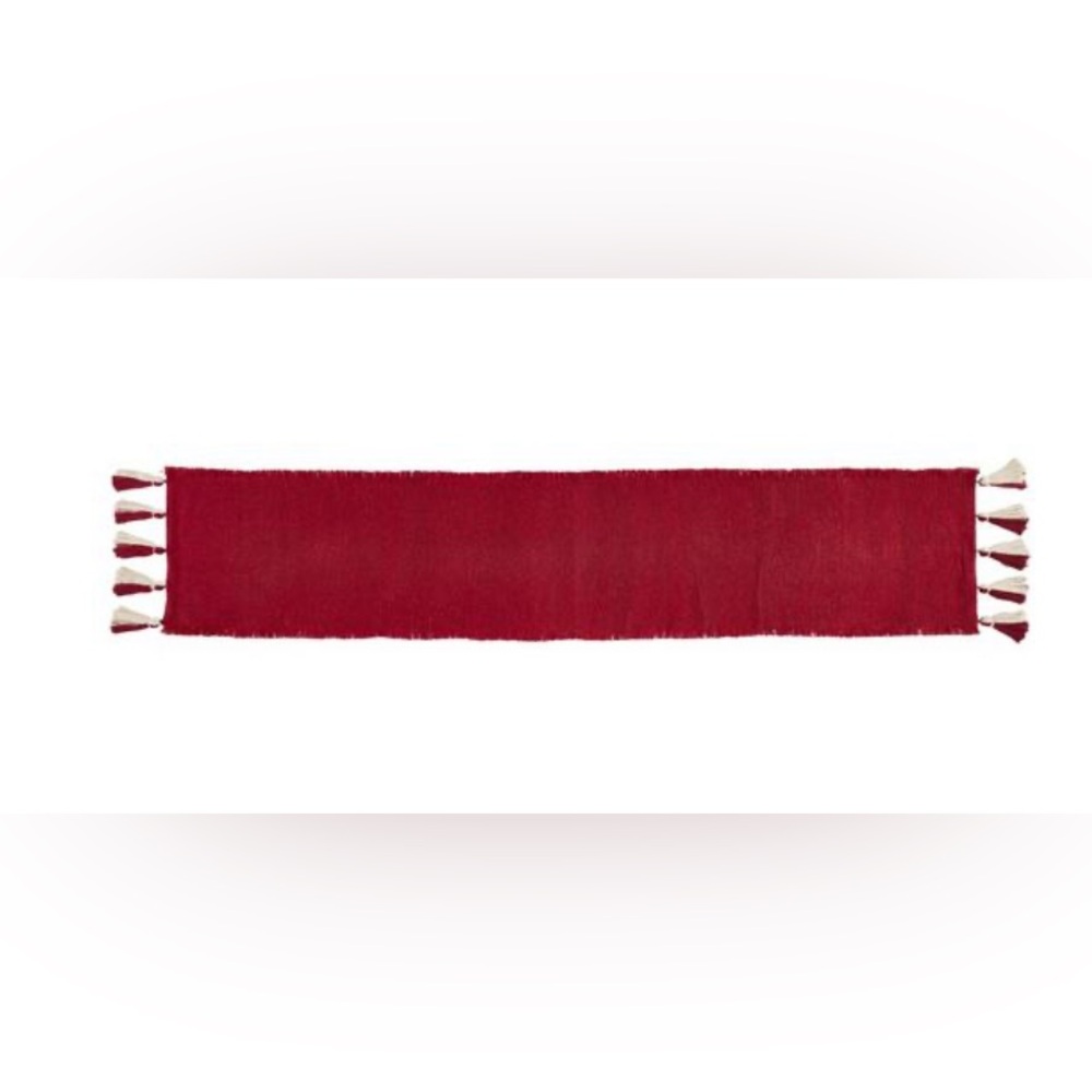 MUD PIE NWT solid red ponchaa table runner -18x90